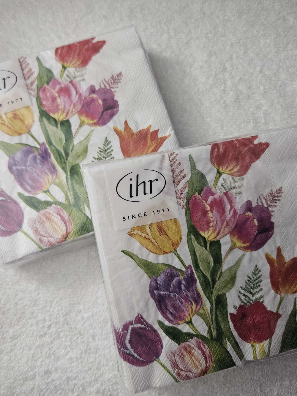Floral Tulip Paper Party Lunch Napkins - Purple Pink Yellow Green